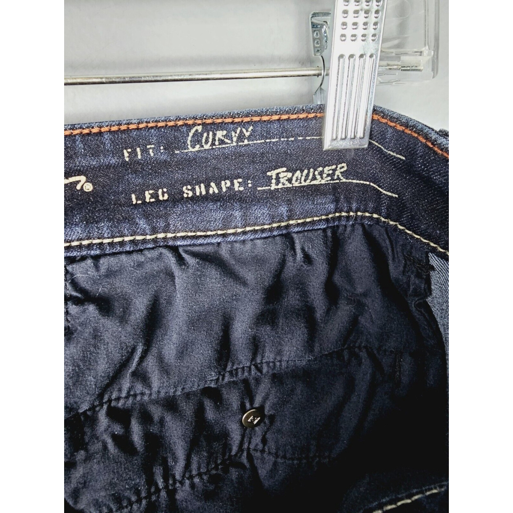 Eddie Bauer Women’s Curvy Trouser Denim Jeans Stretch Dark Blue Wash Size 16 - Picture 8 of 10